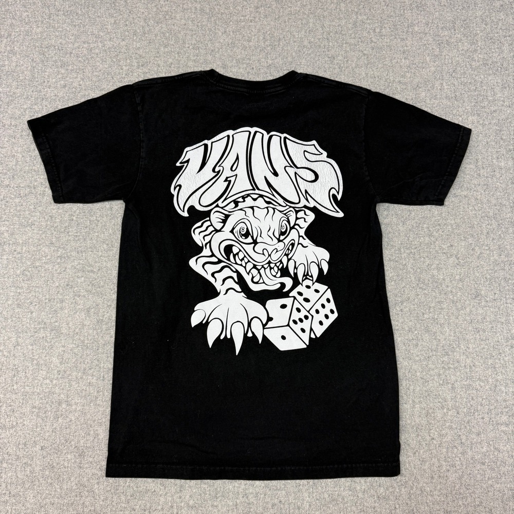 Vans | Graphic T-Shirt | Small | Black | Tiger Dice Back Print Short Sleeve Tee